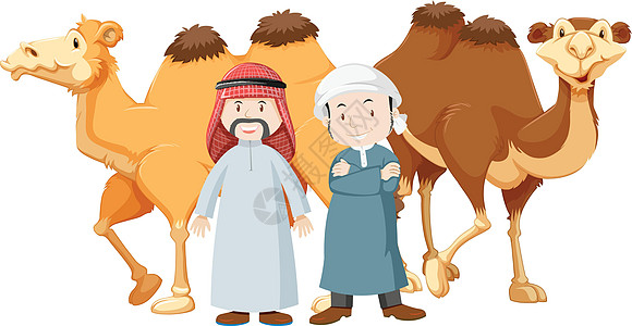 两个阿拉伯人和骆驼图片