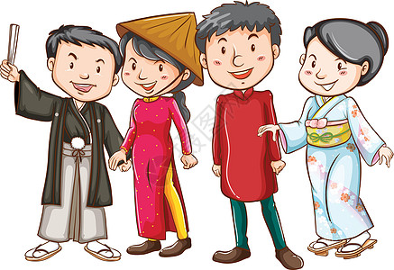 传统服装的亚裔人图片