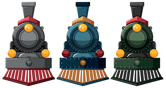 三种颜色的蒸汽机设计图片