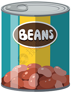 铝罐中的豆子罐装小路插图夹子烹饪包装罐头杂货店食品艺术图片