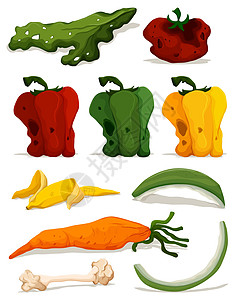 不同类型的腐烂蔬菜艺术收藏夹子环境水果绘画香蕉小路团体插图图片