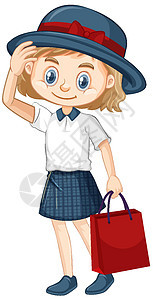 一个拿着红纸坝的快乐女孩红色卡通片孩子青年绘画女士情感微笑孩子们瞳孔图片