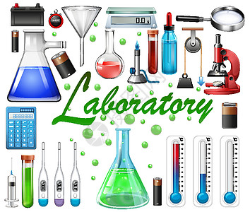 在白色背景上的实验室设备图片