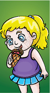 快乐的女孩吃冰淇淋绘画食物肥胖女性微笑孩子们瞳孔女士卡通片小吃图片