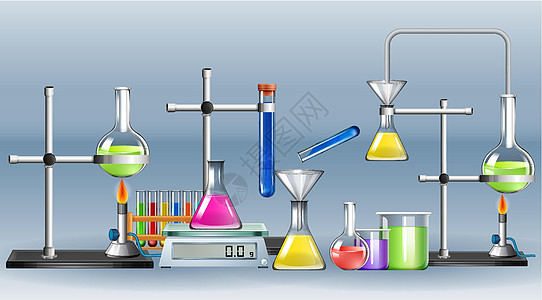 灰色背景上的科学设备图片