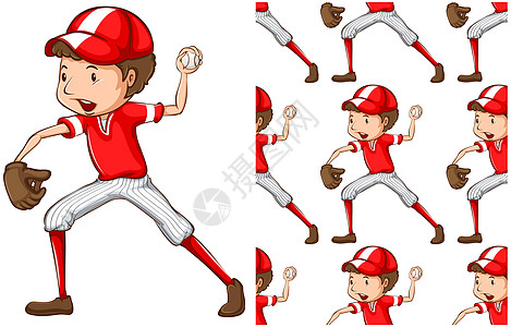 无缝设计模式隔离在惠特插图团体棒球绘画男生包装卡通片男人男性玩家图片