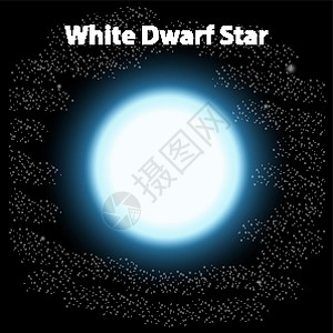 黑暗空间背景中的白矮星图片