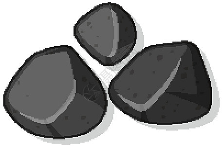 孤立在白色背景上的黑色石头集黑色的高清图片素材
