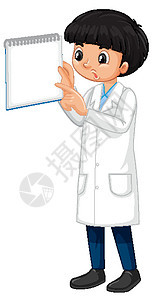一个穿着实验室 coa 的男孩卡通人物化学少年孩子们瞳孔男性男人幼儿园时代孩子夹子图片