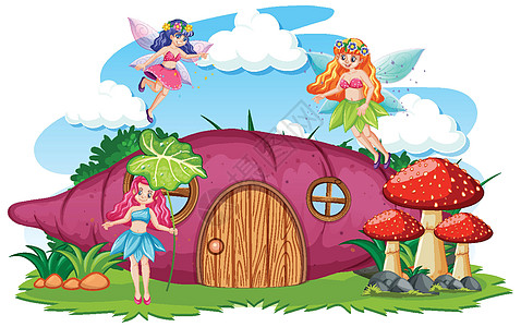 白色背景的芋头屋卡通风格童话图片
