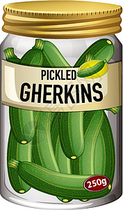 玻璃罐中的食物以卡通风格分离腌黄瓜蔬菜罐装季节性夹子绿色集装箱插图营养绘画美食图片