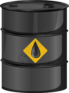 白色背景上带有原油标志的黑色油桶图片