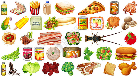 食品隔离套午餐收藏海鲜团体蔬菜沙拉健康寿司绘画树叶图片