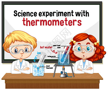 科学家用温度计解释科学实验图片