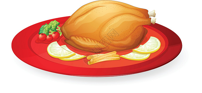 盘中的鸡肉绘画草图烧烤营养蔬菜沙拉食品卡通片午餐用餐图片