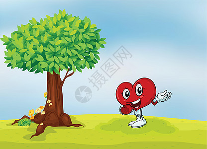 一颗心和一颗树心血管动物群牙齿动画片天空植物草地植物群公园绘画图片