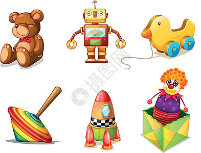 各种玩具小丑材料戒指孩子们旋转游戏毛皮机器人卡通片塑料图片
