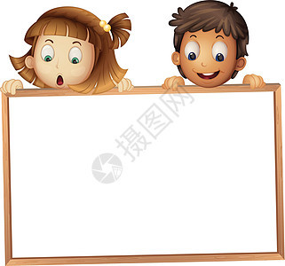 孩子们展示野猪剪裁横幅海报男性空格处学习男生女士说明木板图片