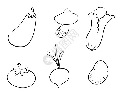 各种蔬菜农业茄子食品绘画剪贴食物墙纸艺术营养线稿图片