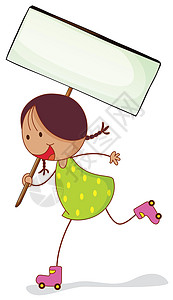 一个女孩与标志野猪框架草图女士广告绘画女性冰鞋指示牌微笑海报图片