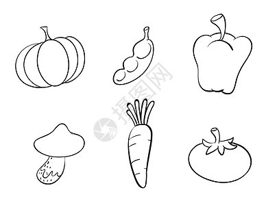 各种蔬菜线稿食物夹子线条剪贴营养艺术绘画沙拉青豆图片