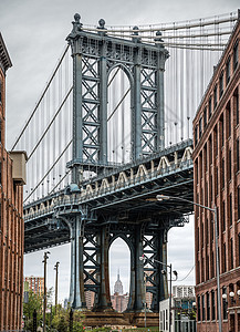 美国纽约曼哈顿桥基础设施市中心景观小飞象街道日落历史性帝国天际游客图片