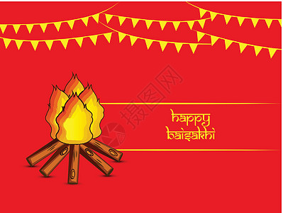 印度节日 Baisakhi 背景的插图农业横幅收成上师萝莉邮票折扣篝火舞蹈庆典图片