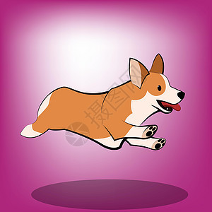 一只柯基狗的可爱卡通矢量插图它正在奔跑新年宠物婴儿徽章跑步屁股标识海报卡片动物背景图片