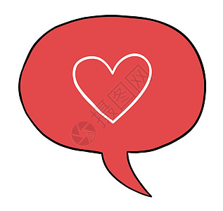 语音气泡内心脏符号的卡通矢量图解插图礼物热情婚姻头脑情怀情感思考艺术婚礼图片