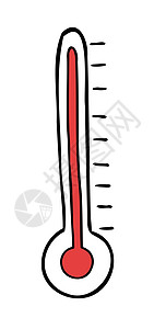 温度计和高温的卡通矢量图解空气天空热带手绘仪表气候发烧环境艺术季节图片