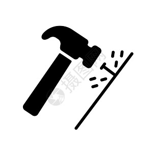 锤子和钉子矢量隔离平面字形 ico图片