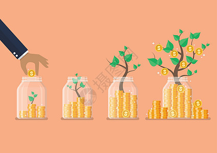 用金钱树在玻璃罐中手工存硬币的步骤储蓄退休商务银行业经济商业投资订金生长瓶子图片