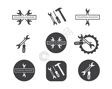 汽车维修的扳手矢量图和图标工业赔偿活塞工人技术标签徽章工具螺丝刀工作图片