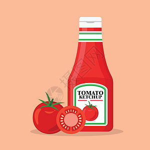 番茄加新鲜西红柿的番茄酱瓶图片