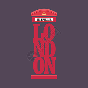 伦敦红色电话亭招贴画设计图片