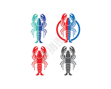 龙虾插龙虾设计样板卡通片艺术动物食物餐厅螃蟹标识插图红色海鲜图片