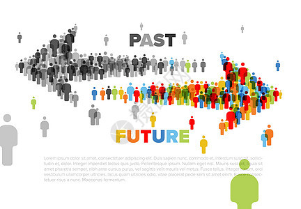 未来和过去用人造图标制作的箭头方向图片