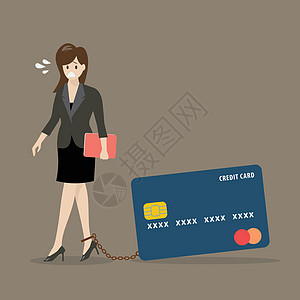 有信用卡负担的女商业妇女图片