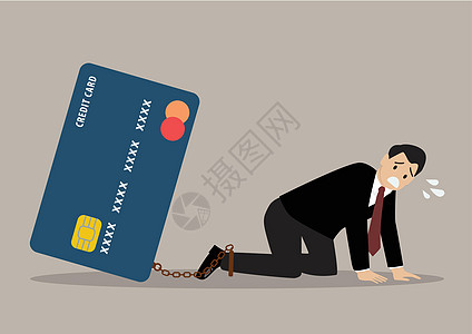 镣铐有信用卡负担的绝望商业商 业者插画