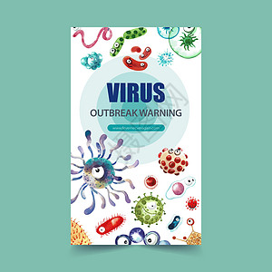 埃博拉病毒性肝炎插图水彩画海报设计图片