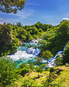 克尔卡瀑布 国家公园 达尔马提亚 克罗地亚 克尔卡国家公园的景色 Roski Slap 地点 克罗地亚 欧洲 地中海国家的美丽世图片