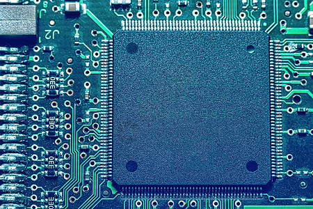 微芯片在板上集成宏观网络处理器芯片木板技术电气元件摄影母板电脑图片