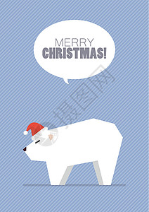 与白熊的圣诞快乐问候语标识野生动物蓝色动物风格艺术插图帽子卡片图片