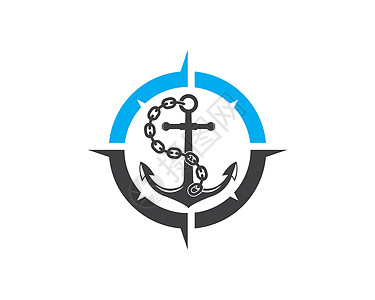 锚图标标志罗盘设计模板 vecto身份水手绳索海洋旅行海浪航行锚地港口钓鱼图片