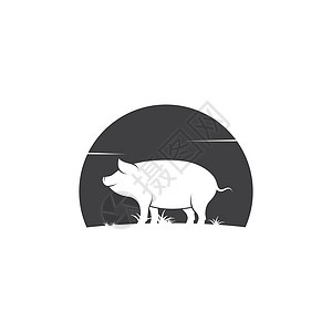 猪矢量图标插画设计食物公猪动物尾巴农场猪肉黑色标签标识卡通片图片