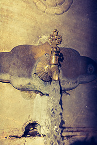 土耳其式奥托曼式水龙头建筑学大理石火鸡装饰品喷泉脚凳古董旅行龙头金属图片