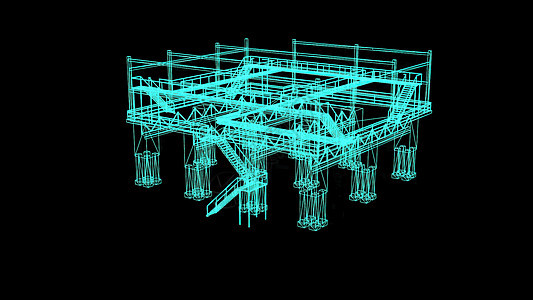 33d 插图黑色背景上工业平台的线框模型燃料生产技术金属建筑化学品气体植物工作活力图片