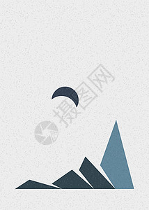 几何山脉剪影生成艺术海报它制作图案岩石冒险技术创造力程序插图计算山景标签背景图片