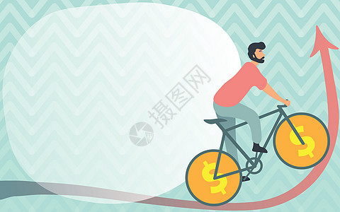男子图画旅行使用自行车与美元符号轮子往上走 年轻的体育运动员骑自行车与货币轮设计标题向上墙纸锻炼幸福车轮创造力极限成人商务计算机图片
