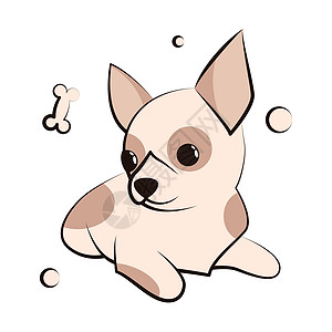吉娃娃小狗的可爱卡通矢量插图图标 它是平面设计卡通片犬类朋友爪子艺术绘画野生动物哺乳动物动物漫画图片